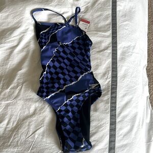 Speedo endurance training swimming suit, size 28, blue and black